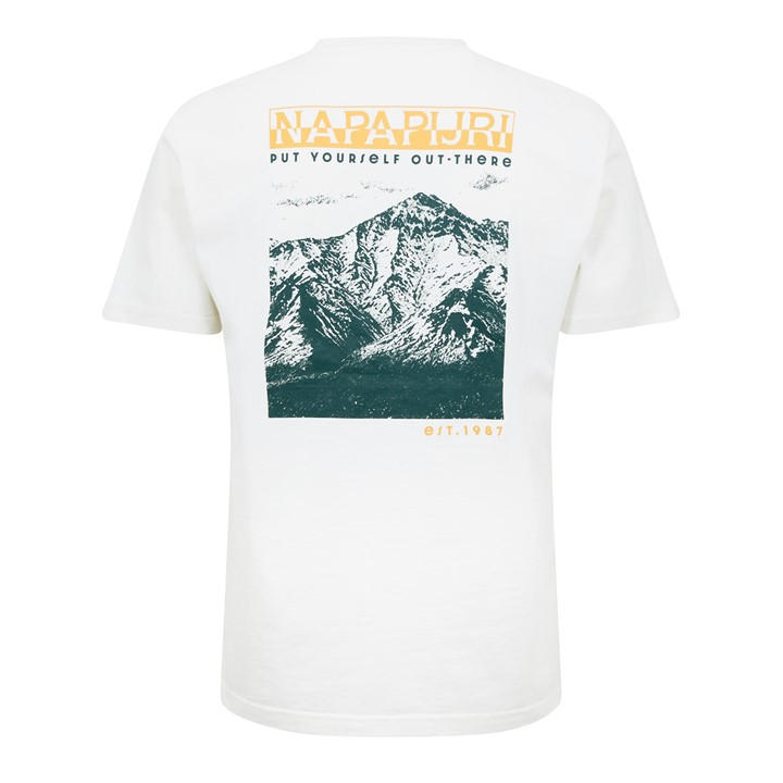 Napapijri Men's White Graphic T-Shirt Small