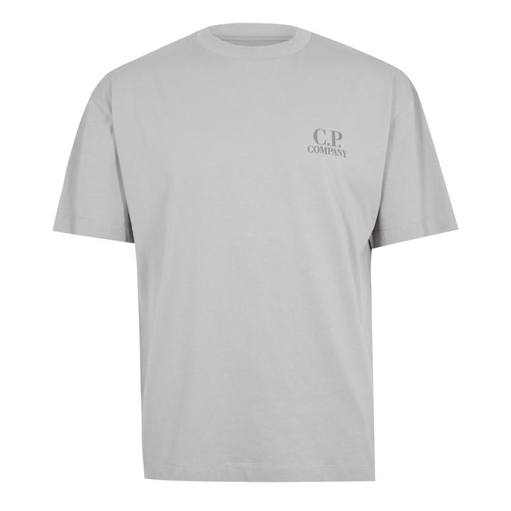 Cp Company Men's Grey Double Logo Tee