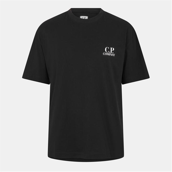 Cp Company Men's Black Double Logo Tee