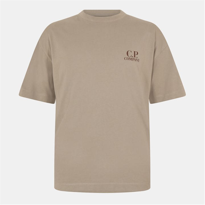 Cp Company Men's Beige Double Logo Tee