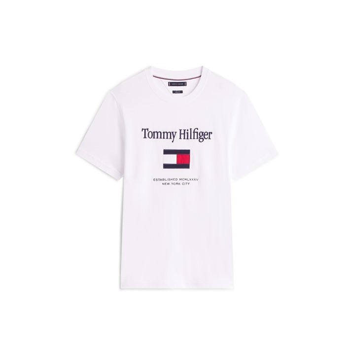 Tommy Hilfiger Men's White Tommy Embro Flag Tee Sn61