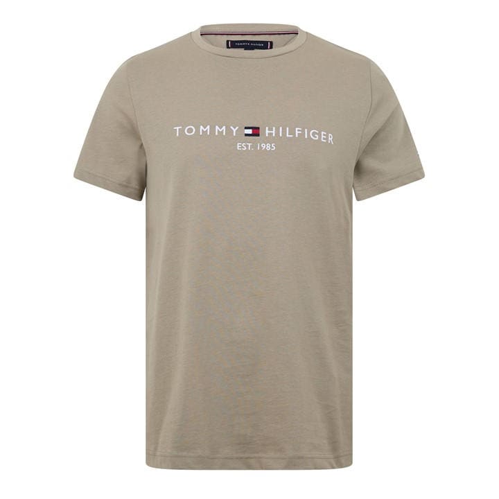 Tommy Hilfiger Men's Beige Logo Crew Neck T Shirt