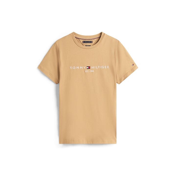 Tommy Hilfiger Men's Beige Logo Crew Neck T Shirt