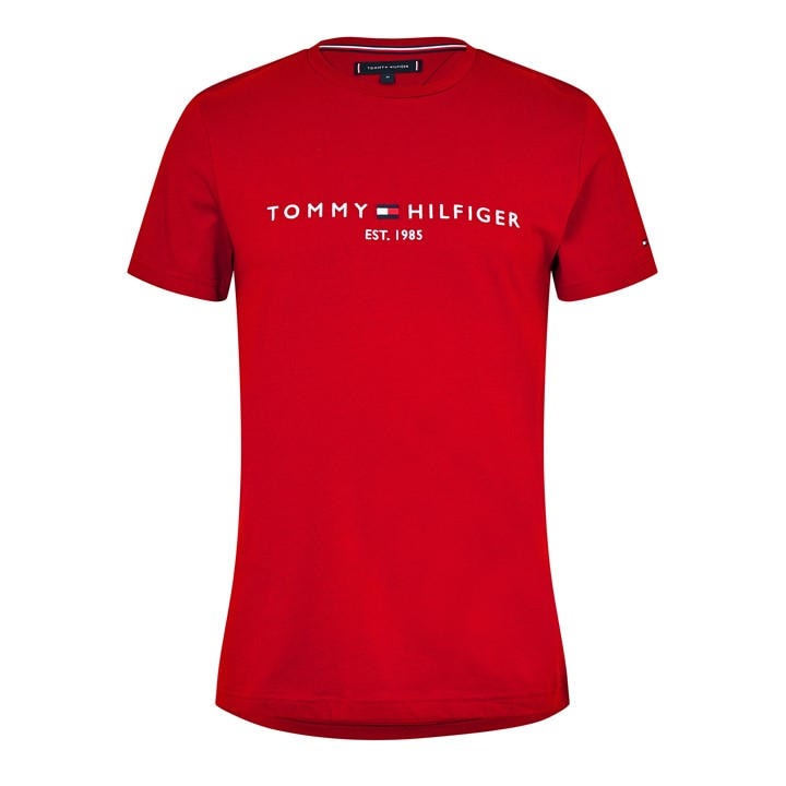 Tommy Hilfiger Men's Red Logo Crew Neck T Shirt 2XL