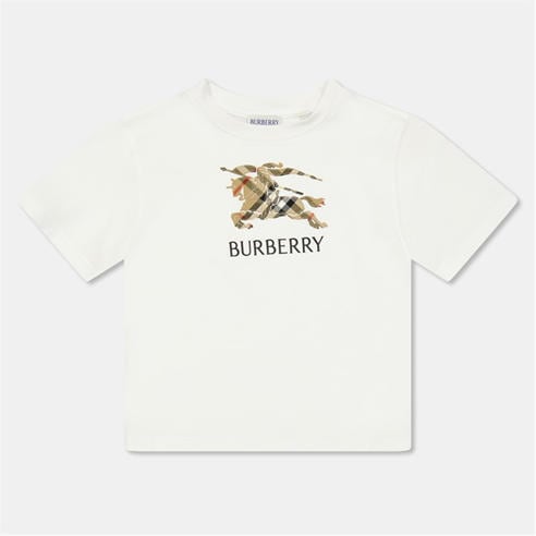 BURBERRY - Unisex Kids' Burb Logo Chk T-Shirt