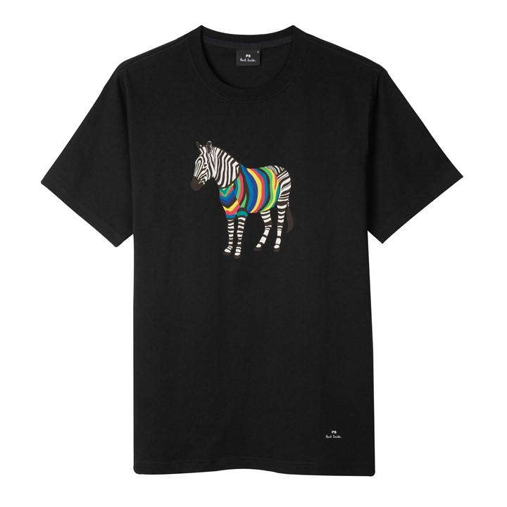 Ps Paul Smith Men's Black Zebra Print T Shirt Small
