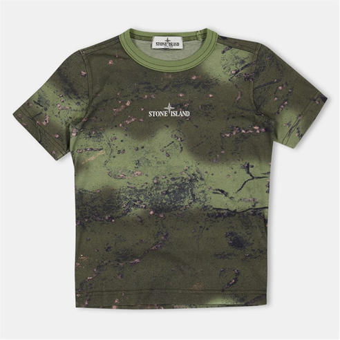 STONE ISLAND - Kids' Camo Print T-Shirt