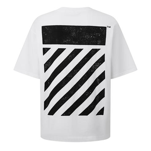 L AB Off White - Men's Diag Cotton Short-Sleeve Crew-Neck Oversized-Fit T-Shirt