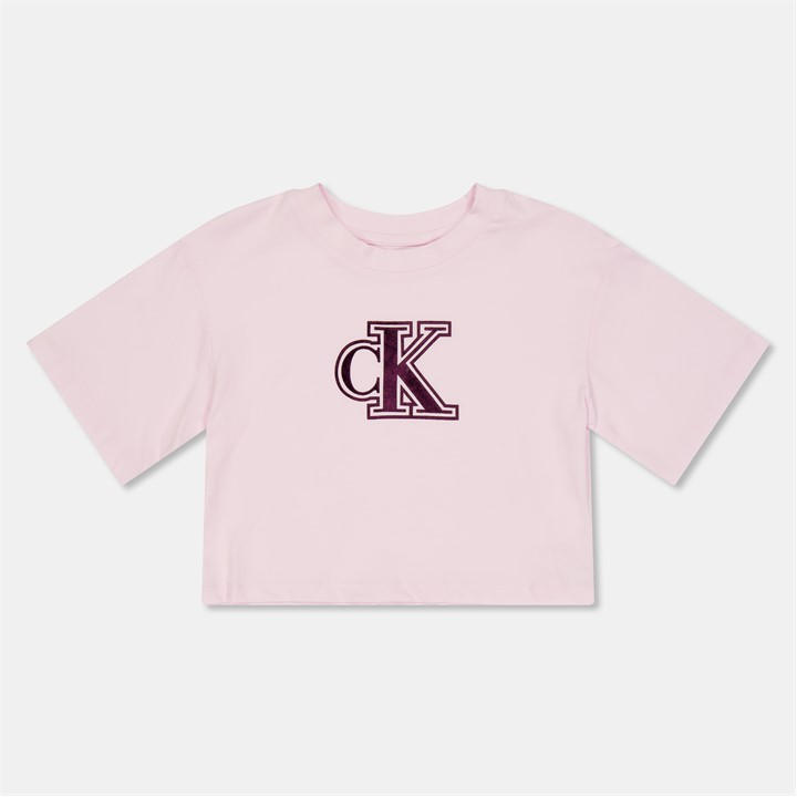 Calvin Klein Jeans Girls Pink Ckj Velvet Boxy Tee Jn62