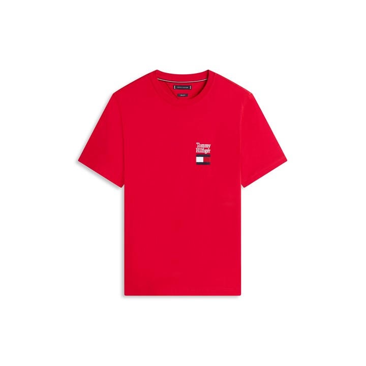 Tommy Hilfiger Men's Red Stack Flag T-Shirt