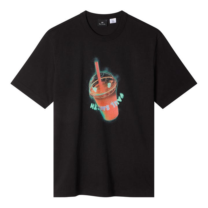 Ps Paul Smith Men's Black Ps Drink T-Shirt Sn62
