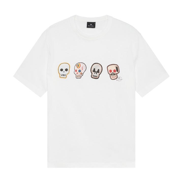 Ps Paul Smith Men's White Ps Multi Skull T Sn62