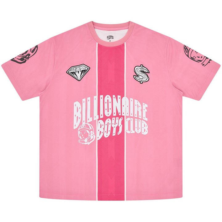 Billionaire Boys Club Men's Pink Arch Logo Footy Shirt