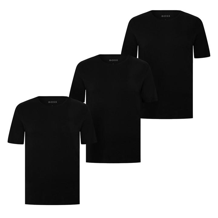 Boss Men's Black Regular Fit Crew-Neck T-Shirt 3-Pack Small