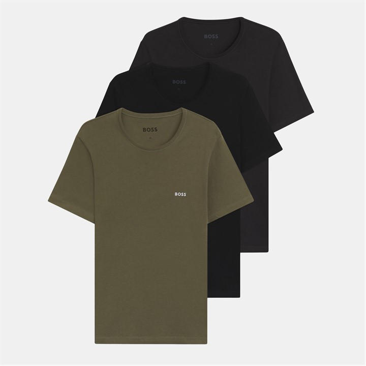 Boss Men's Black Regular Fit Crew-Neck T-Shirt 3-Pack Medium