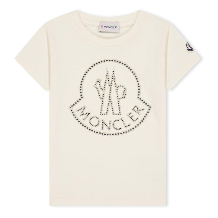 Moncler Girls Cream Logo T-Shirt Juniors