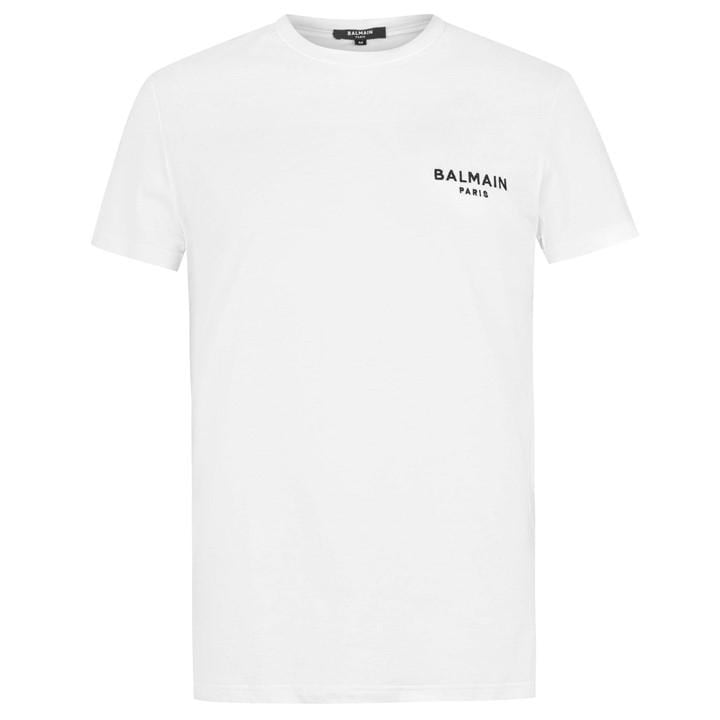 Balmain Men's White Cotton Chest Logo T-Shirt Small