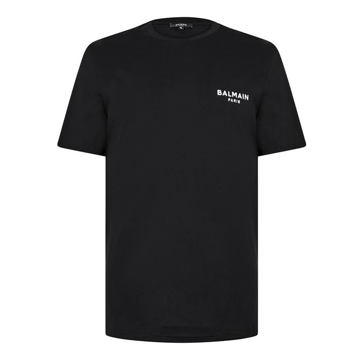Balmain Men's Black Cotton Chest Logo T-Shirt Small