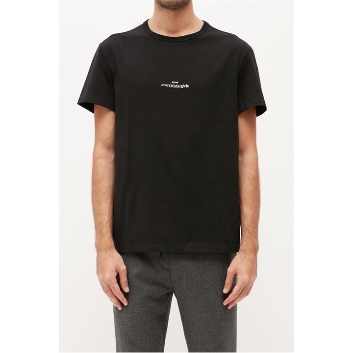 Maison Margiela Men's Black Distorted Logo T-Shirt Small