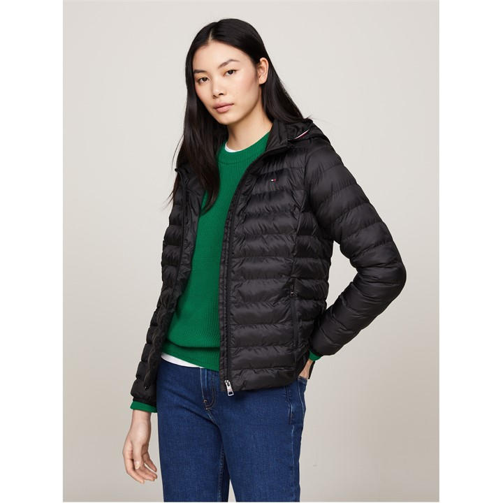 Tommy Hilfiger Women's Black Lw Padded Global Stripe Jacket Size 12