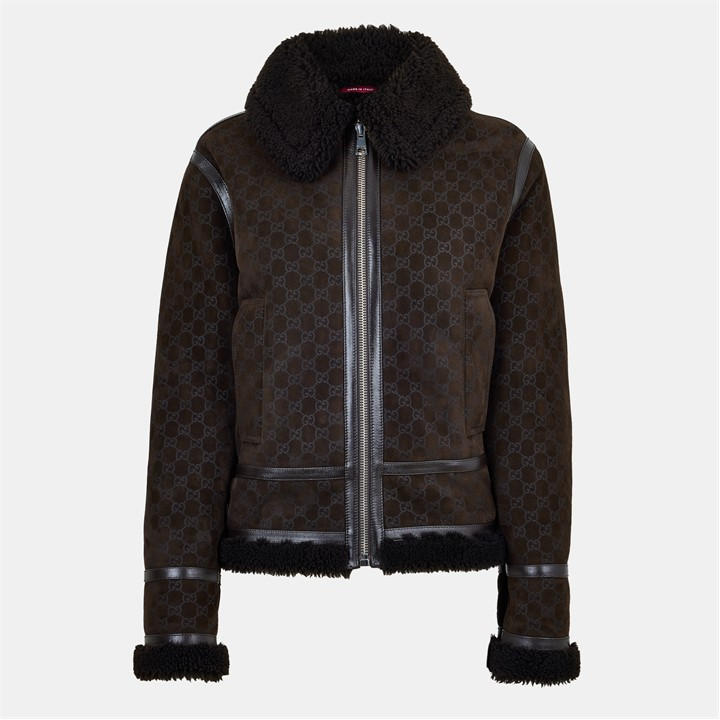 Gucci Women's Brown Contrasting Trim Leather Jacket - Size 8