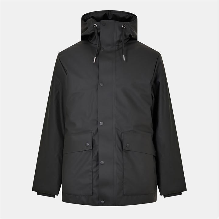 Rains Men's Black Nome Waterproof Insulated Hooded Parka - S