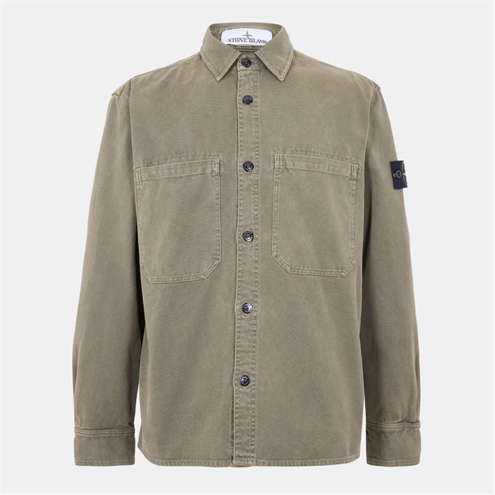 Stone Island Men's Green Button Overshirt
