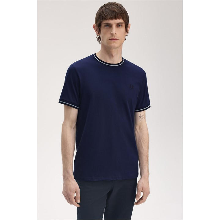 Fred Perry Men's Blue Twin Tipped T-Shirt 2XL