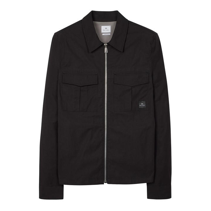 Ps Paul Smith Men's Black Zip Patch Overshirt Medium