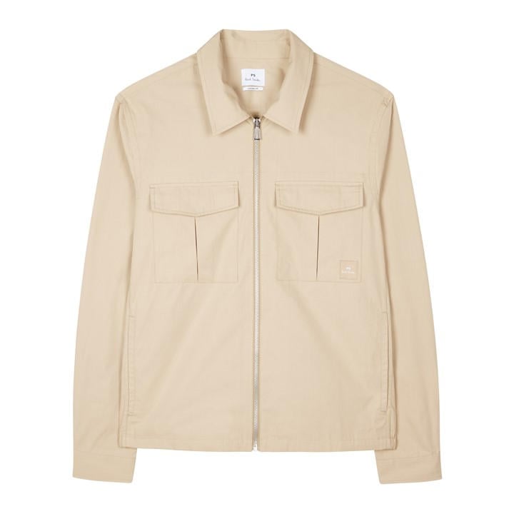 Ps Paul Smith Men's Beige Zip Patch Overshirt Large