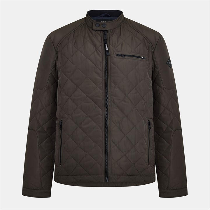 Replay Men's Green Biker Diamond Quilted Jacket
