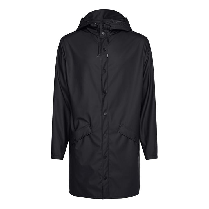Rains Unisex Black Long Jacket Medium