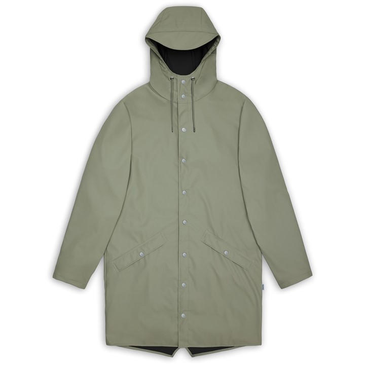 Rains Unisex Green Long Jacket Extra Large