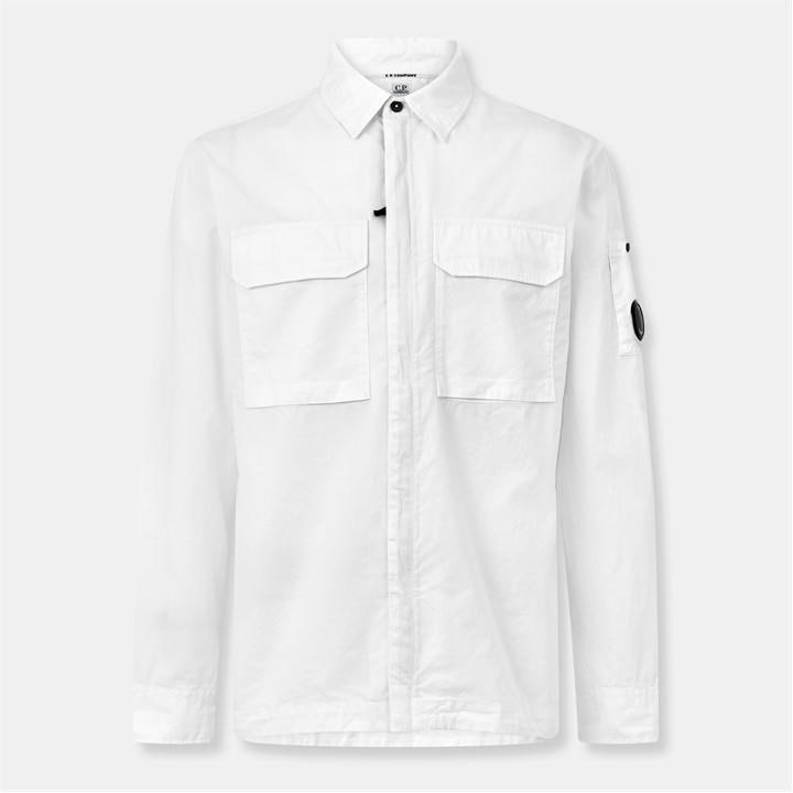 Cp Company Men's White Cp Gabard Overshirt Sn54 Large