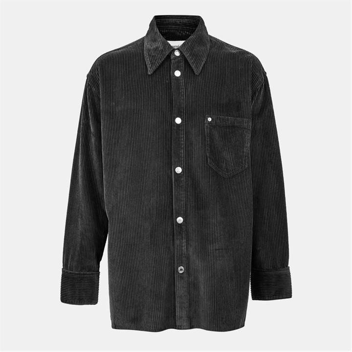 Ami Paris Men's Grey Jumbo Cord Relaxed Fit Overshirt - XL