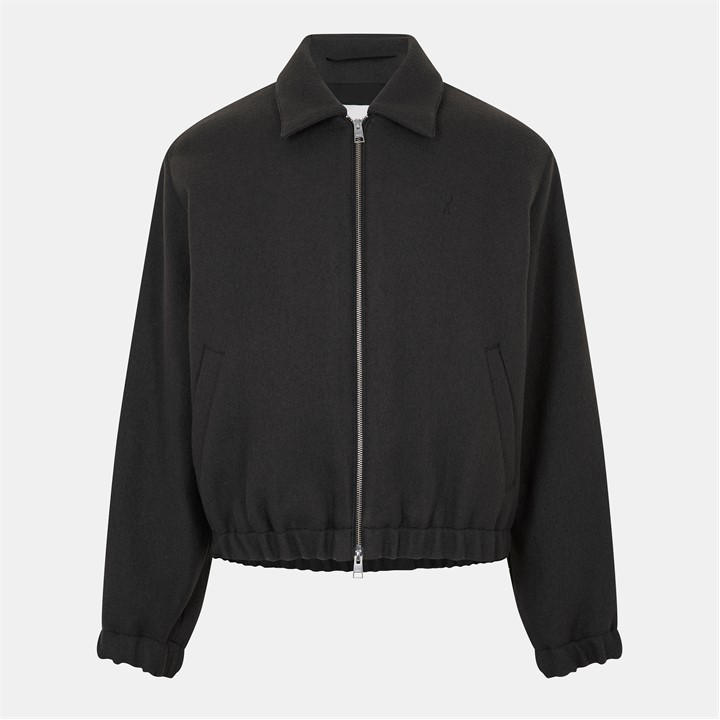 Ami Paris Men's Grey Wool Harrington Jacket - L