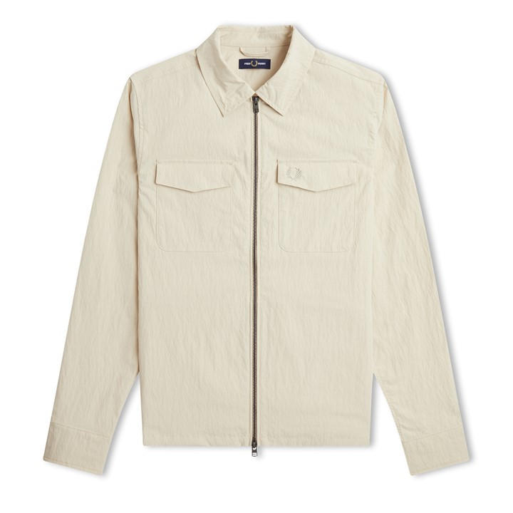 Fred Perry Men's Beige Zip Overshirt Extra Large