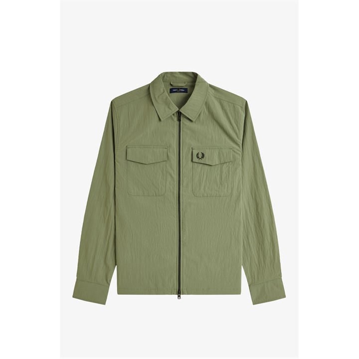 Fred Perry Men's Green Zip Overshirt - Medium