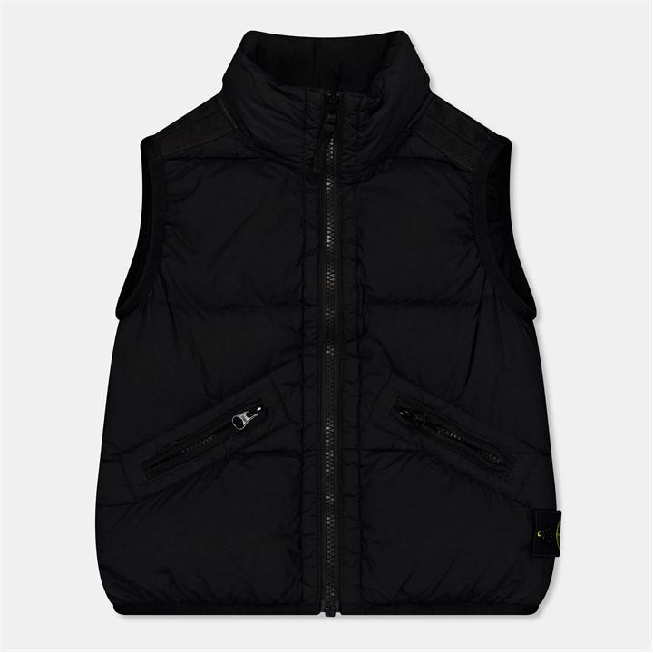 Stone Island Boys Black Kids' Compass Badge Quilted Sleeveless Gilet