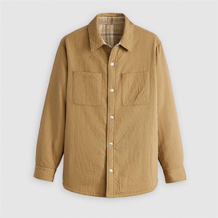 Levis Men's Brown Bryant Padded Reversible Green Overshirt