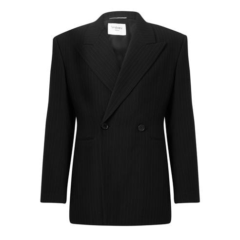 SAINT LAURENT - Men's Wool Pinstripe Double-Breasted Blazer