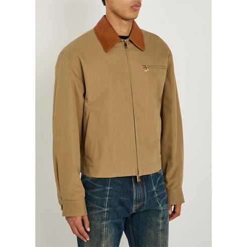 Versace - VER CANVAS JKT LEATHER CONTRAS