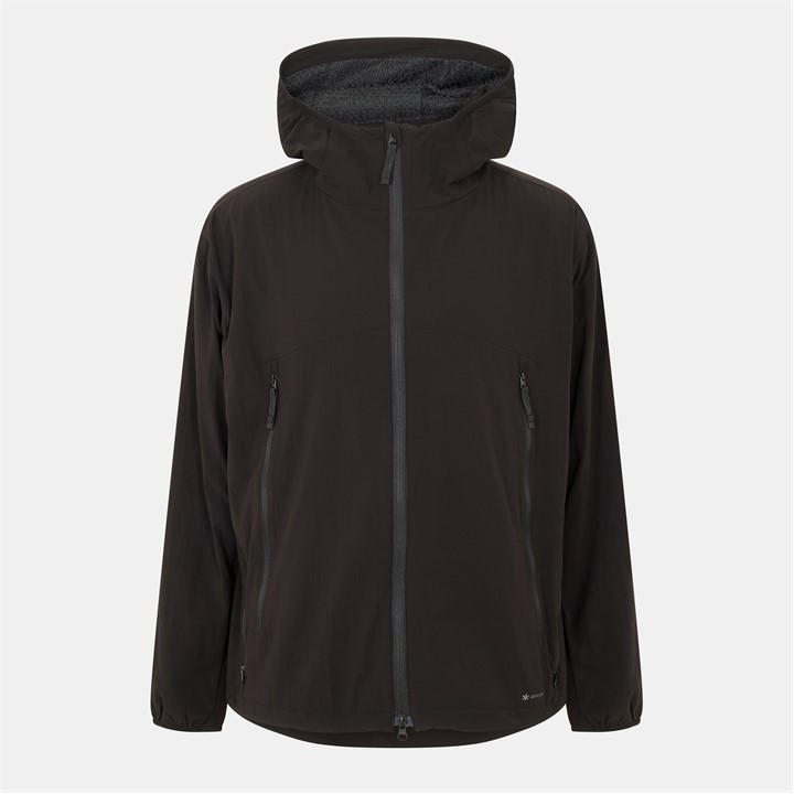 Snow Peak Men's Black Water-Resistant Adjustable Hood Rain Anorak - S