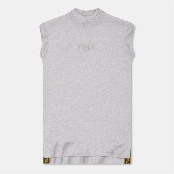 Fendi Girls Grey Logo Knit Dress