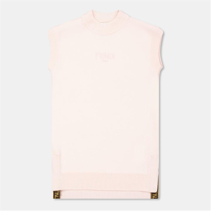 Fendi Girls Pink Logo Knit Dress