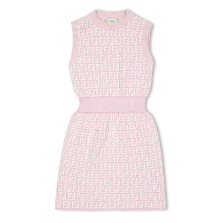 Fendi Girls Pink Aop Ff Dress Jn61