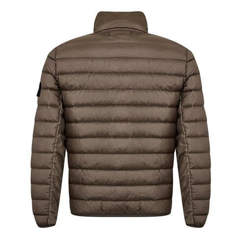 STONE ISLAND - Men's Loom Woven Recycled Duck Down Funnel Neck Short Puffer Jacket