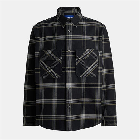 Hugo - Men's Oversized Check Cotton Long Sleeve Overshirt