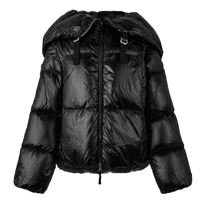 Parajumpers Women's Black Water Flower Hooded Down Jacket Size 14