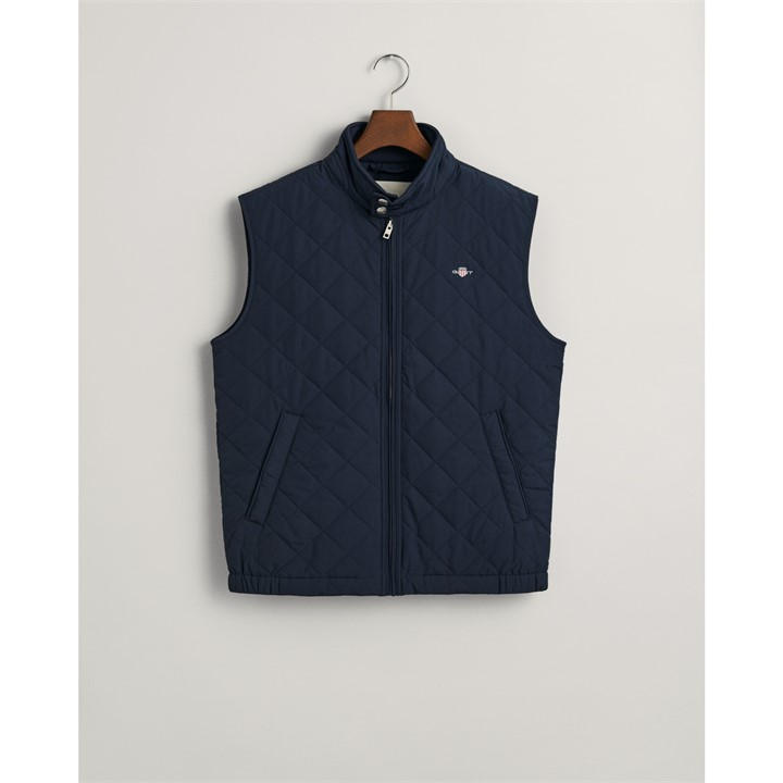 Gant Men's Blue Quilted Windcheater Vest Small